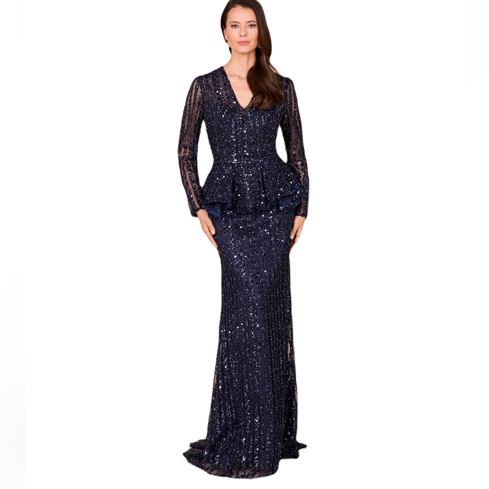 Lara NY navy long sleeves beaded dress size 10
